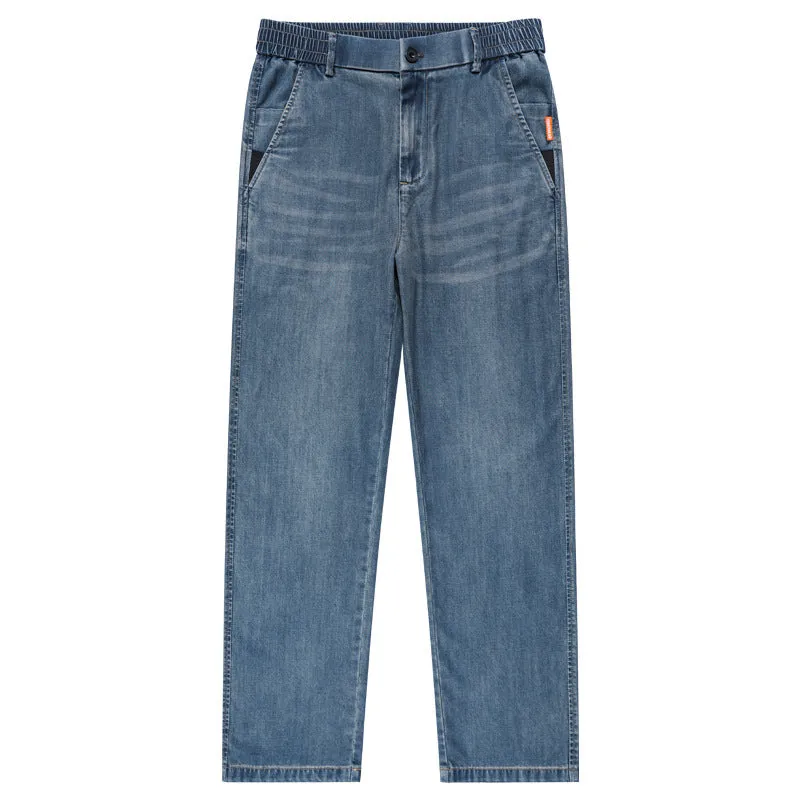 2025 New Tencel Jeans Men's Summer Thin Section Loose Straight Tide American Retro Casual Long Pants