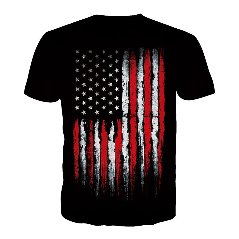 3D Graphic Printed Short Sleeve Shirts Flag
