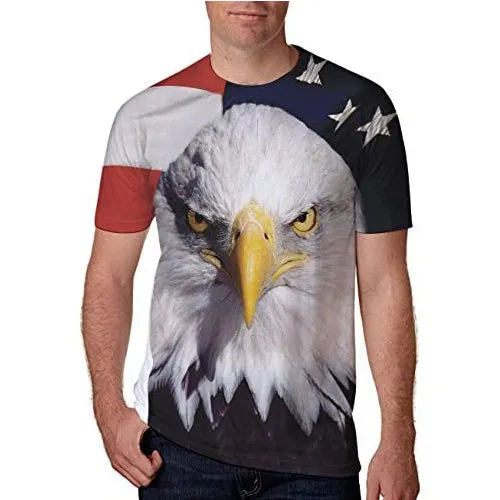 3D Graphic Printed Short Sleeve Shirts Flag