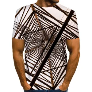 3D Graphic Printed Short Sleeve Shirts Rectangle