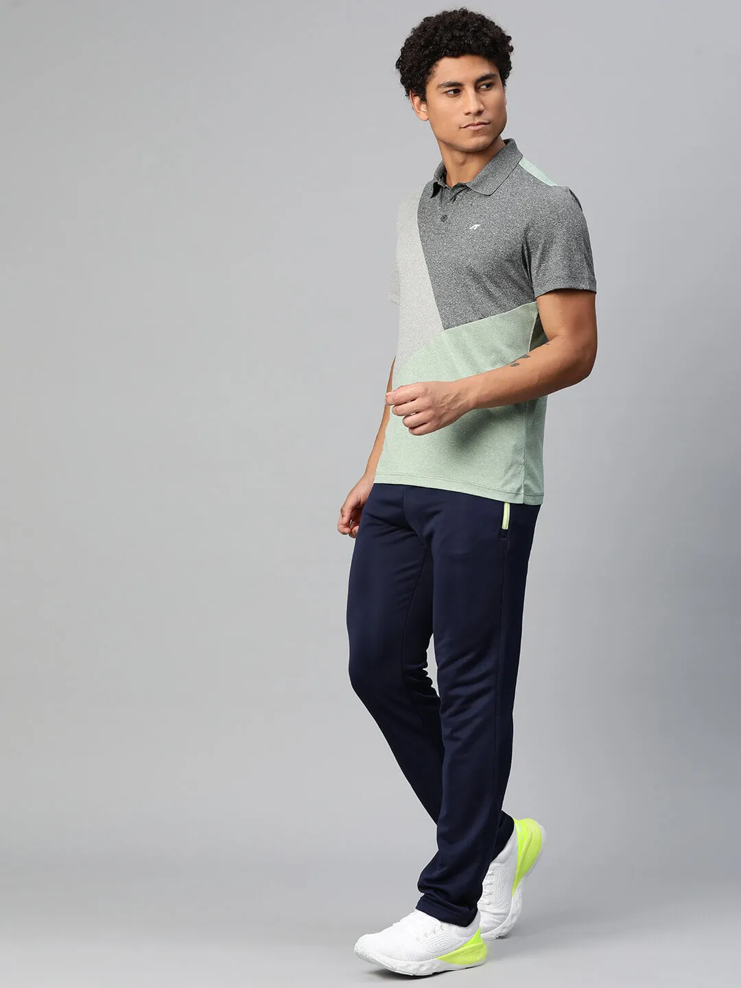 Alcis Men Colourblocked Polo Collar Anti Static Slim Fit T-shirt