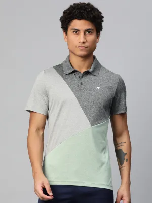 Alcis Men Colourblocked Polo Collar Anti Static Slim Fit T-shirt