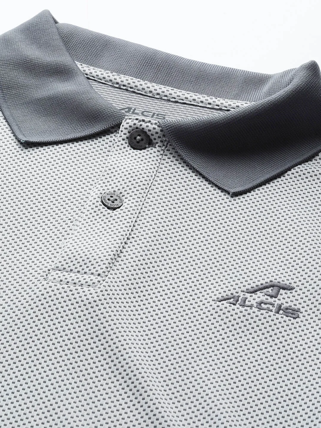 Alcis Men Grey Colourblocked Polo Collar Dry Tech Slim Fit Sports T-shirt