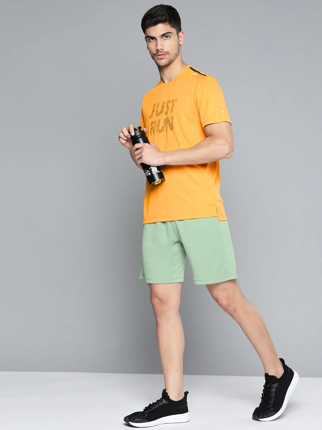 Alcis Men Typography Printed Anti Static Slim Fit Sports T-shirt