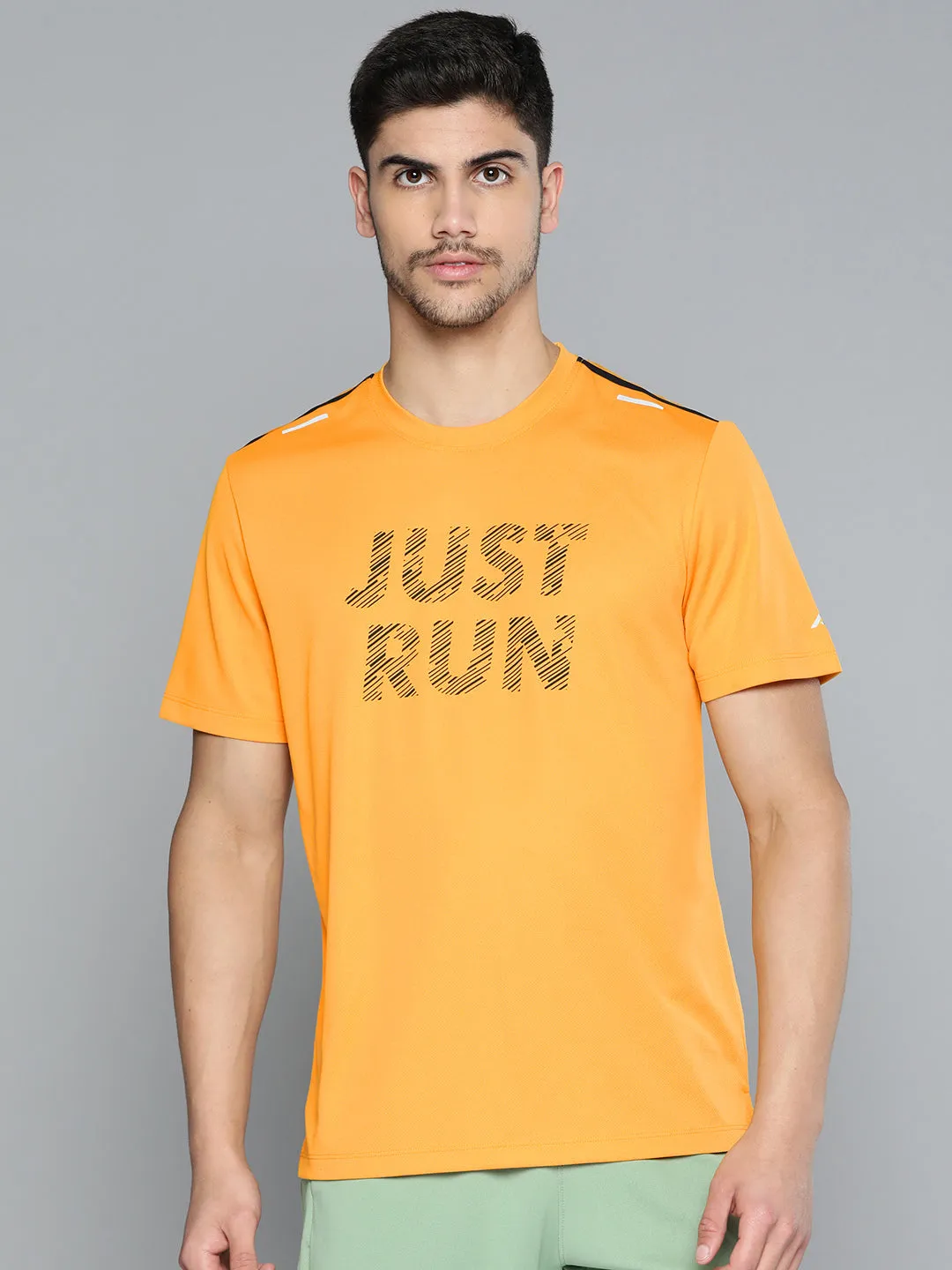 Alcis Men Typography Printed Anti Static Slim Fit Sports T-shirt
