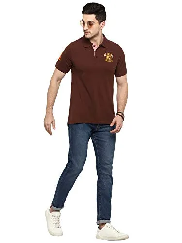 AMERICAN CREW Men's Polo T-Shirt (Dark Brown-AC385-M)