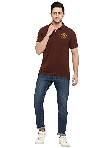 AMERICAN CREW Men's Polo T-Shirt (Dark Brown-AC385-M)