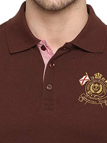 AMERICAN CREW Men's Polo T-Shirt (Dark Brown-AC385-M)
