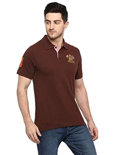 AMERICAN CREW Men's Polo T-Shirt (Dark Brown-AC385-M)