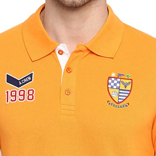 AMERICAN CREW Men's Polo T-Shirt (Orange-AC381-L)