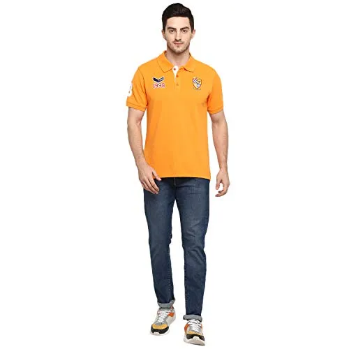 AMERICAN CREW Men's Polo T-Shirt (Orange-AC381-L)