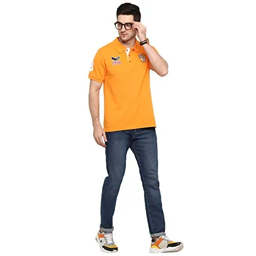 AMERICAN CREW Men's Polo T-Shirt (Orange-AC381-L)