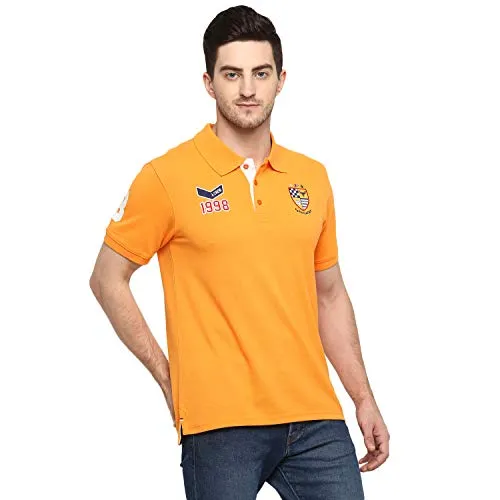 AMERICAN CREW Men's Polo T-Shirt (Orange-AC381-L)