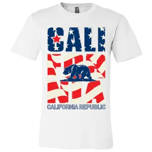 California Republic USA Flag Asst Colors Mens Fitted Tee