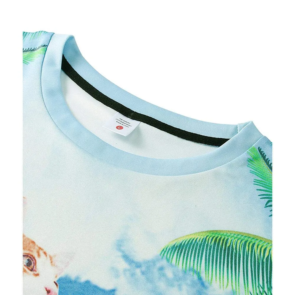 Coconut Tree Cat Surfing On Pizza Funny T Shirt