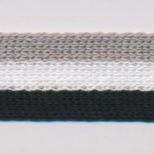 Cotton Stripe Knit Tape #34 Gray & Off White & Black