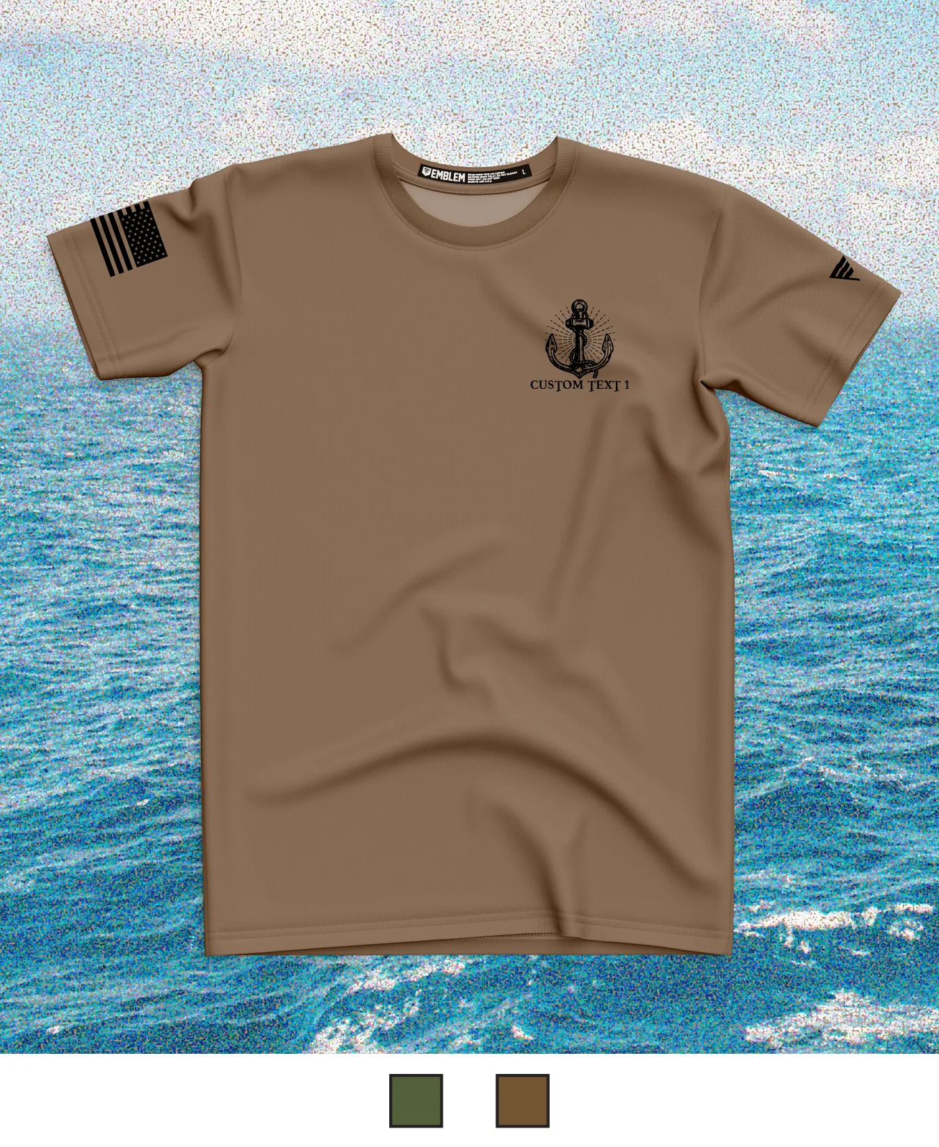 CUSTOM Emblem Anchor Series Core Men's SS Performance Tee - Pirate Anchor