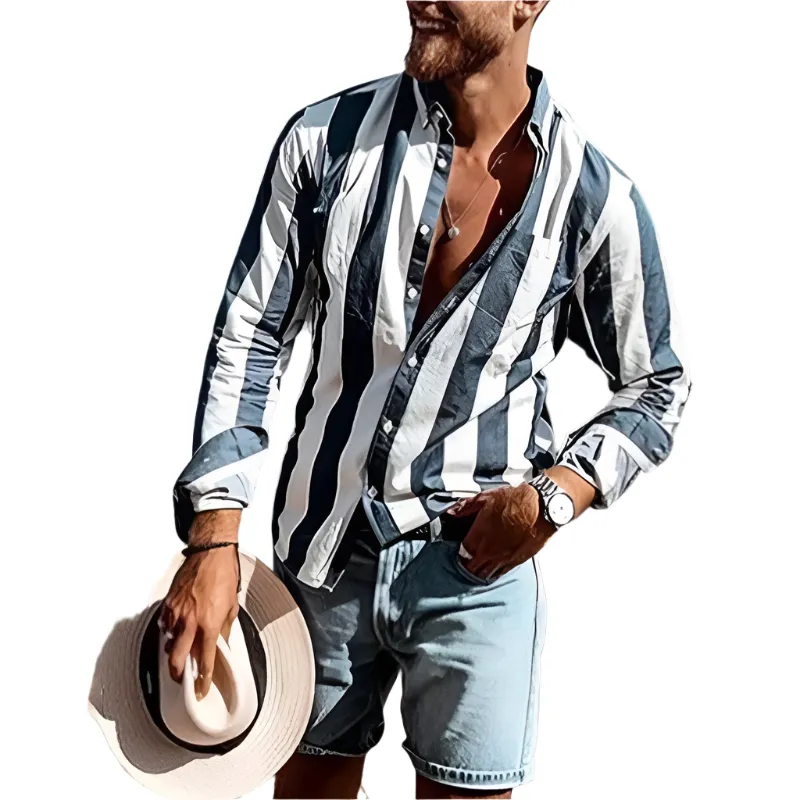 Dimitri – Modern Stripe-Detail Men's Shirt