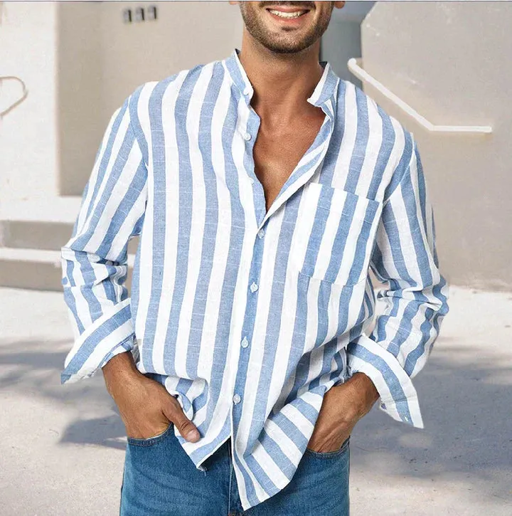 Dimitri – Modern Stripe-Detail Men's Shirt