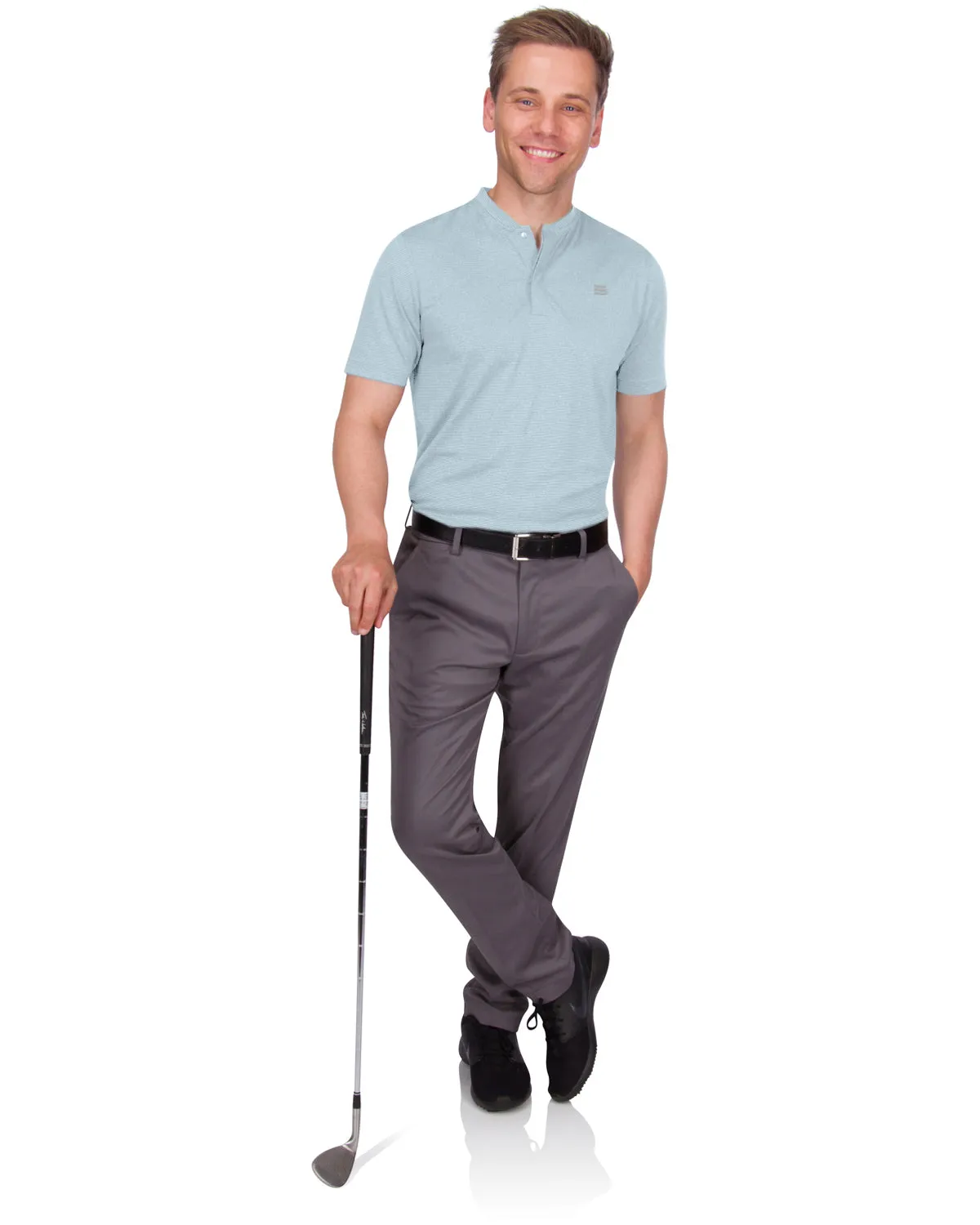 Extreme Deal -Men's Thin-Striped Collarless Golf Polos