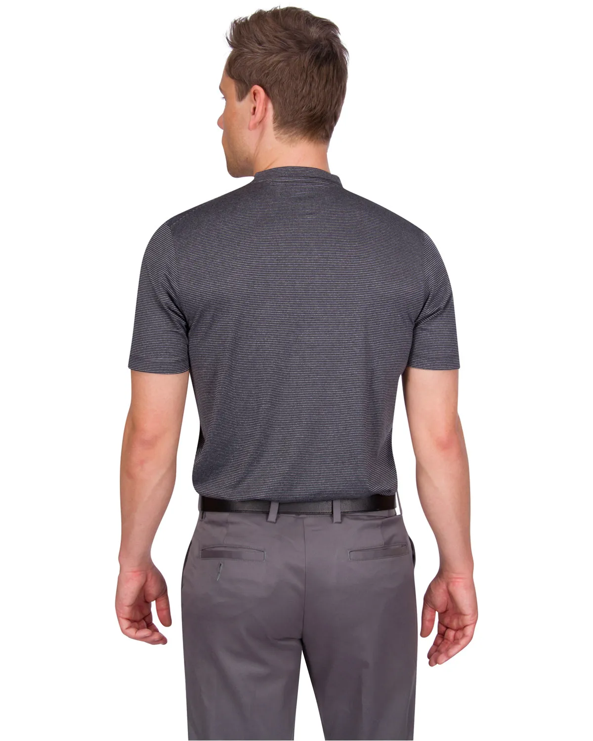 Extreme Deal -Men's Thin-Striped Collarless Golf Polos