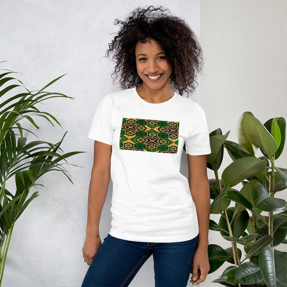 Green African Print Color Short-Sleeve Unisex T-Shirt