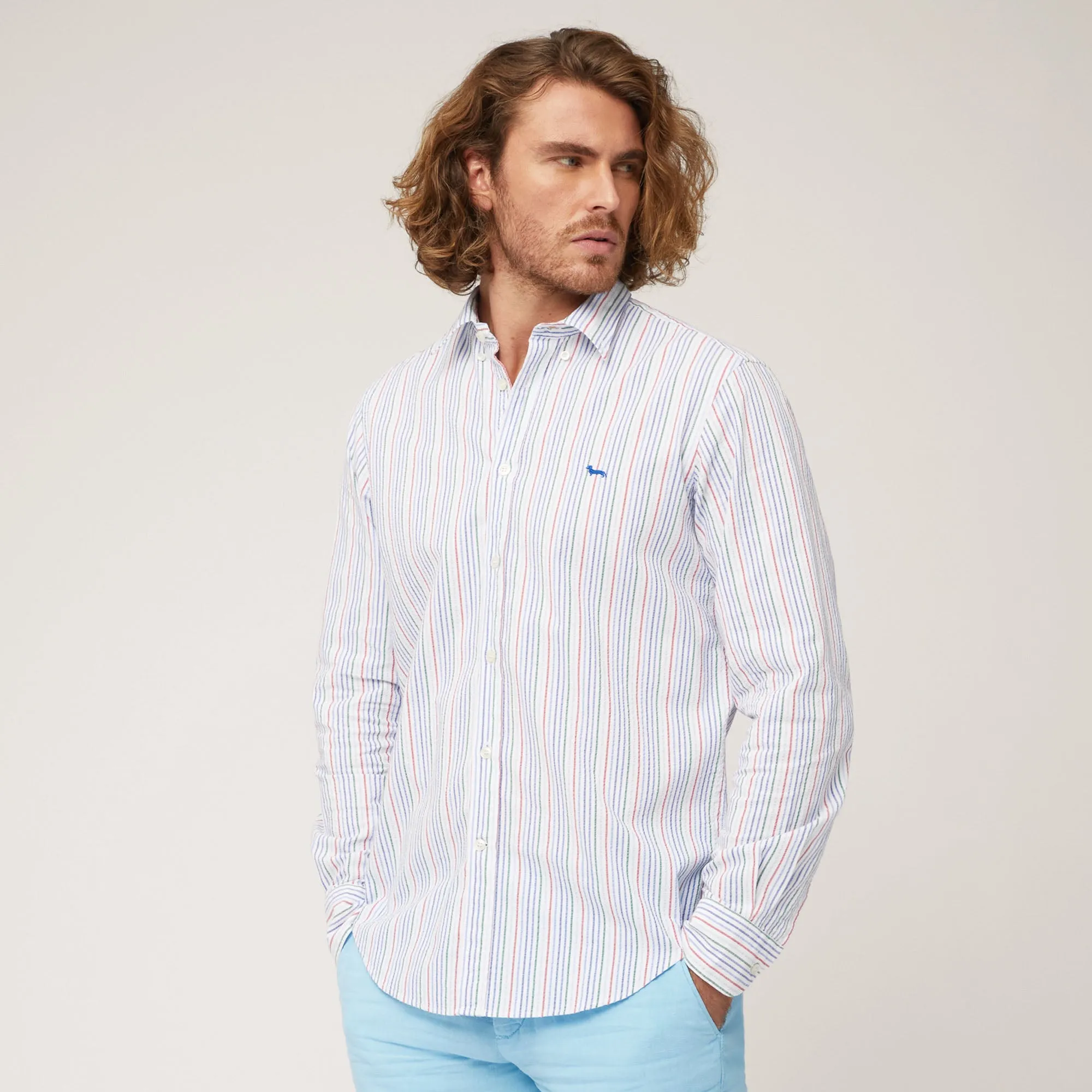 Harmont & Blaine Seersucker Striped Shirt - White