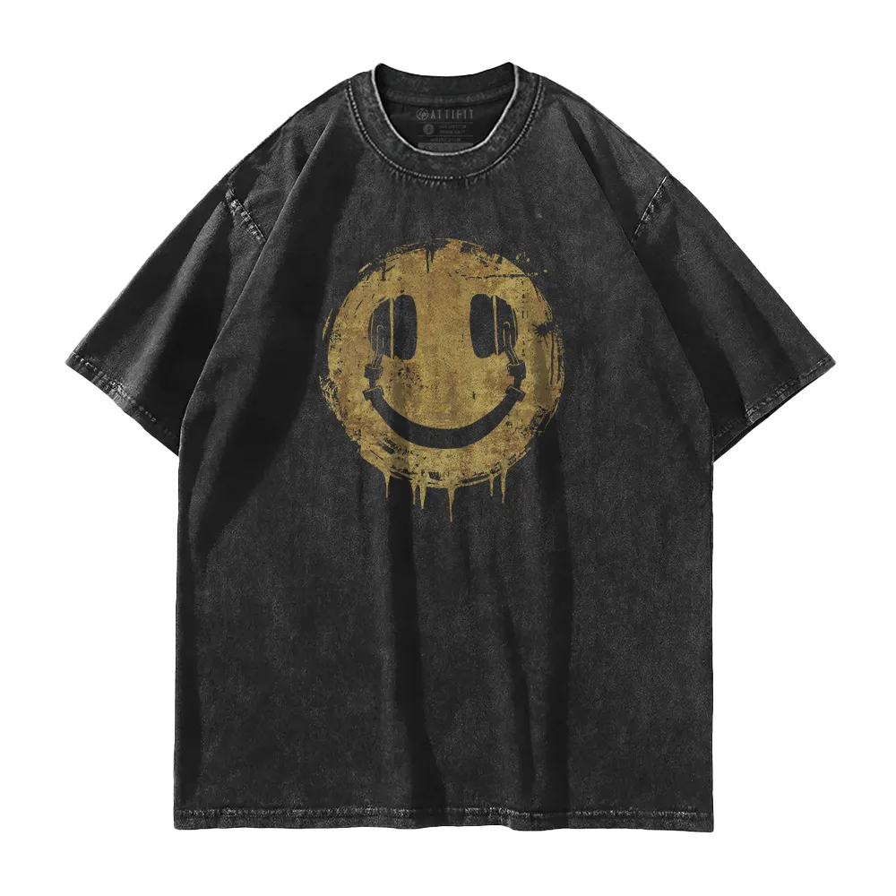 Headphones Smiley Washed T-Shirt