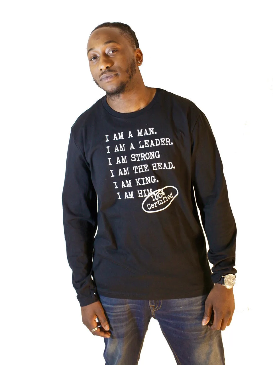 I AM A MAN Men's Longsleeve - Blk / Nvy