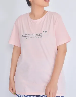 if you can denim it Printed Ladies T-Shirt - Pink