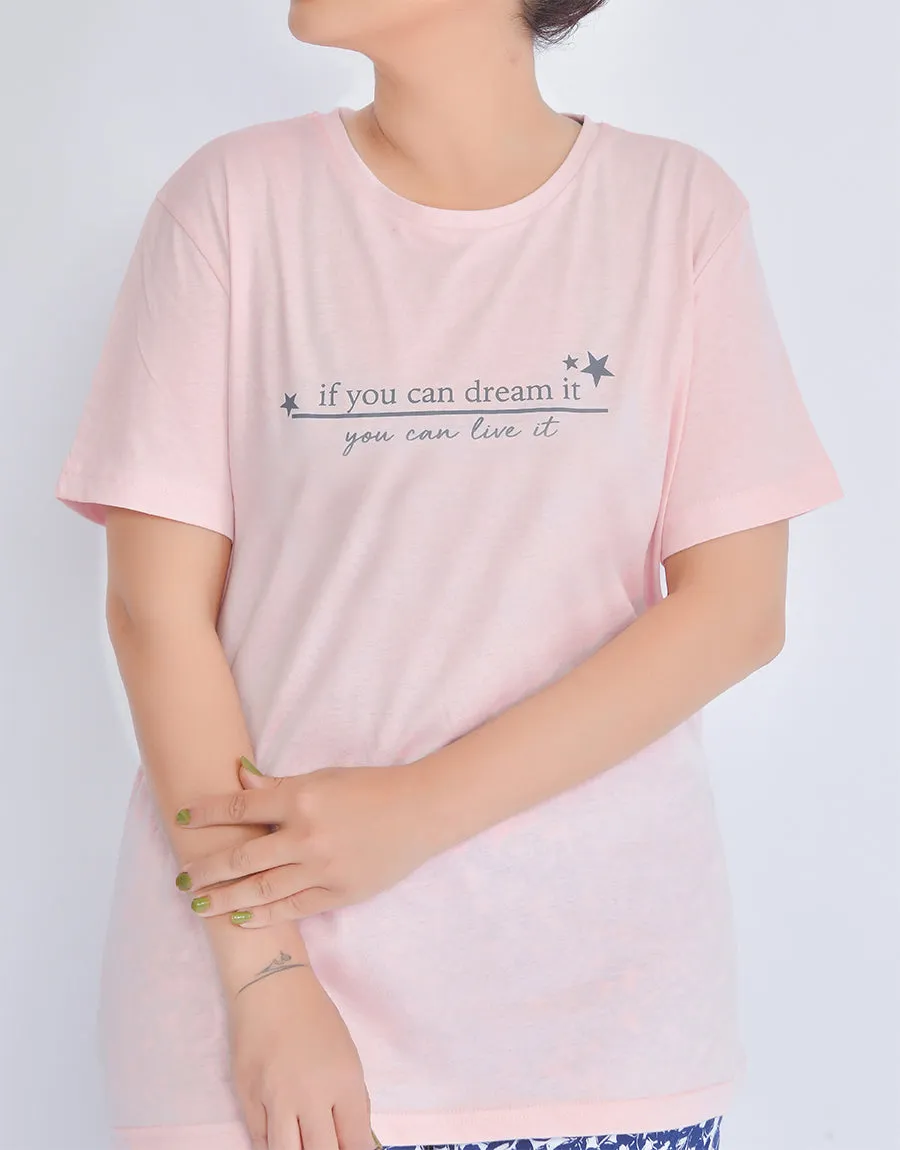if you can denim it Printed Ladies T-Shirt - Pink