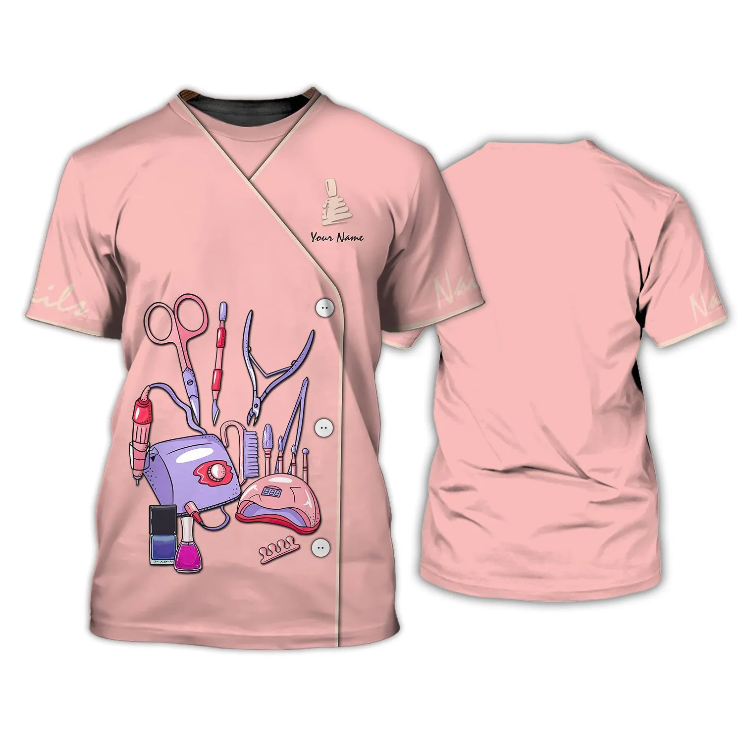 Latest Nail Artist T shirt Custom Nail Salon Uniform Manicurist Gift [Non Workwear]