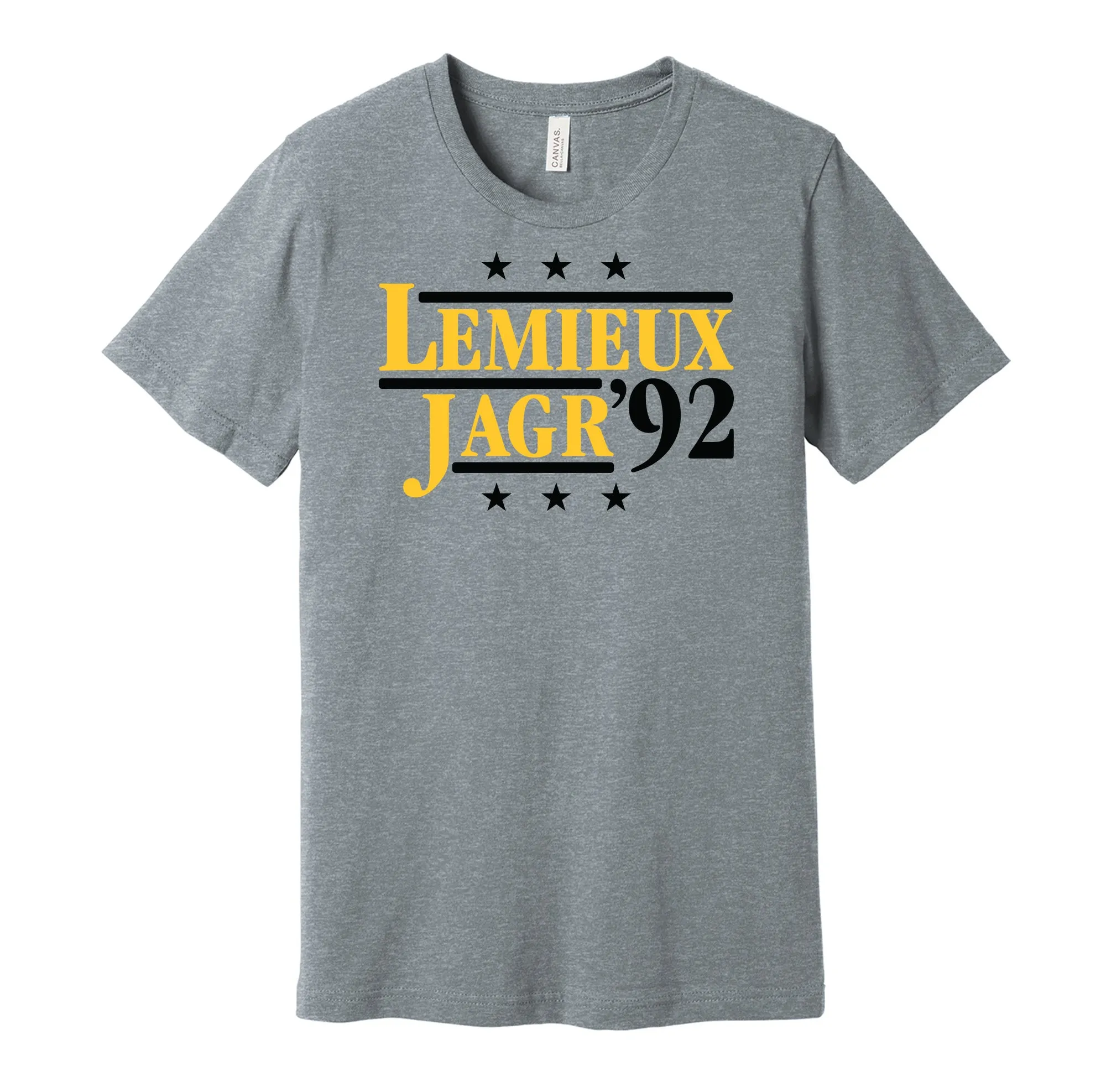 Lemieux & Jagr '92 - Pittsburgh Hockey Legends Political Campaign Parody T-Shirt - Hyper Than Hype Shirts