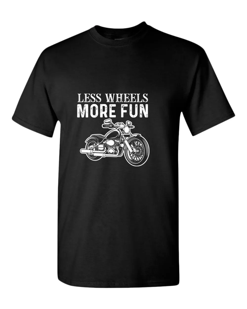 Less wheels more fun rider motorcycle t-shirt