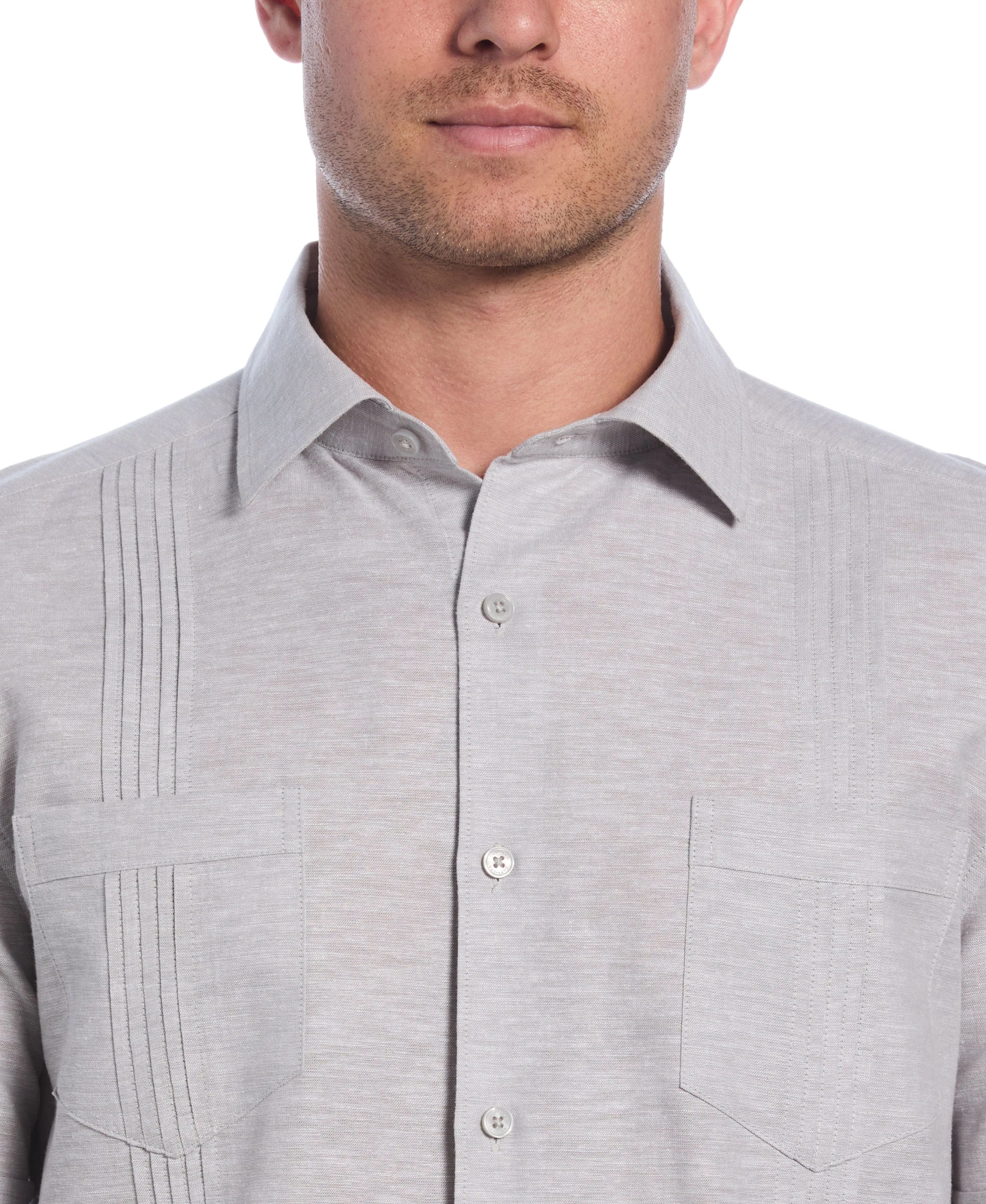 Linen Blend 4-Pocket Guayabera Shirt