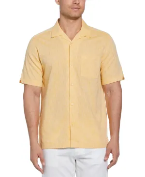 Linen Blend Diamond Dobby Print Shirt