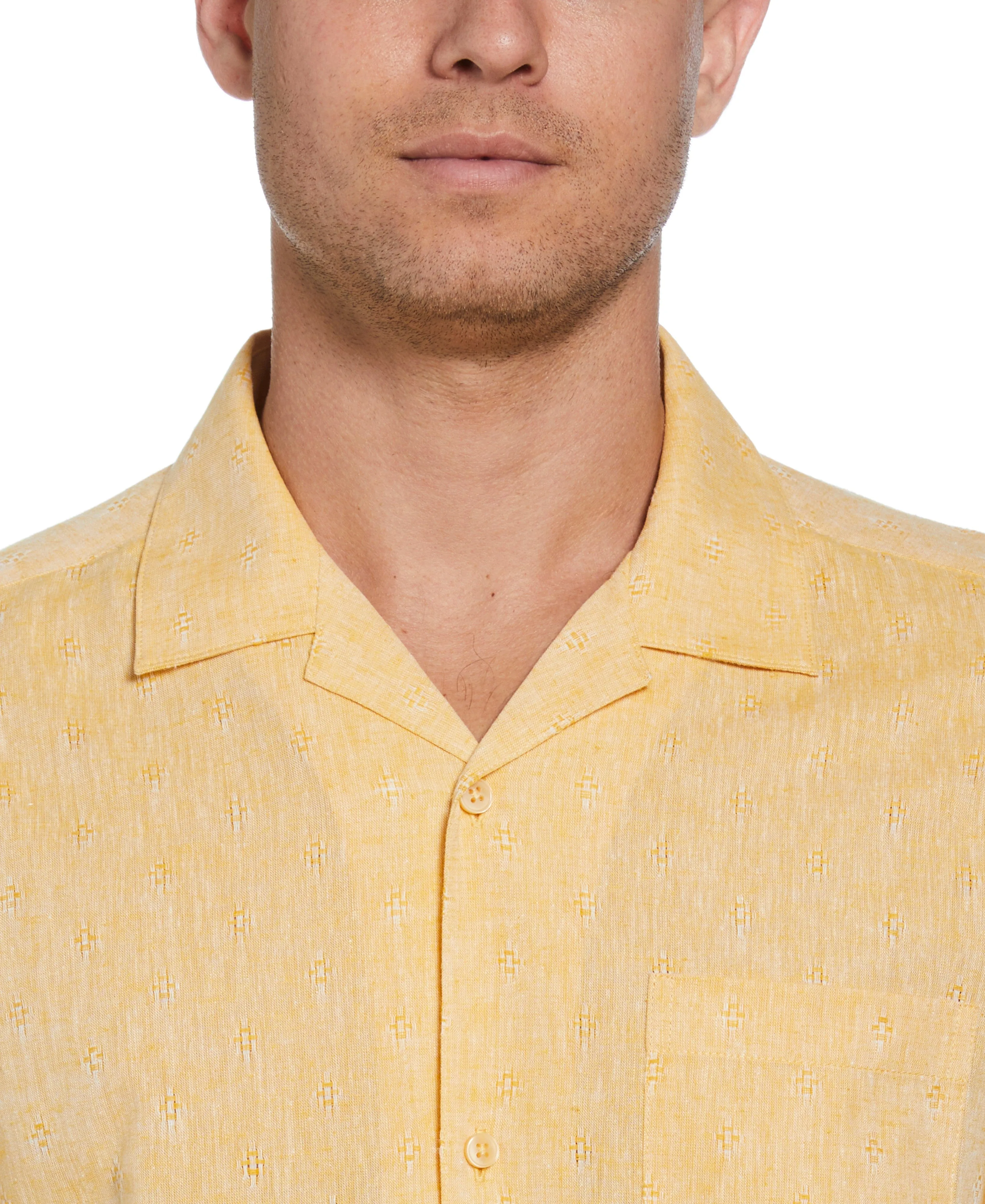 Linen Blend Diamond Dobby Print Shirt