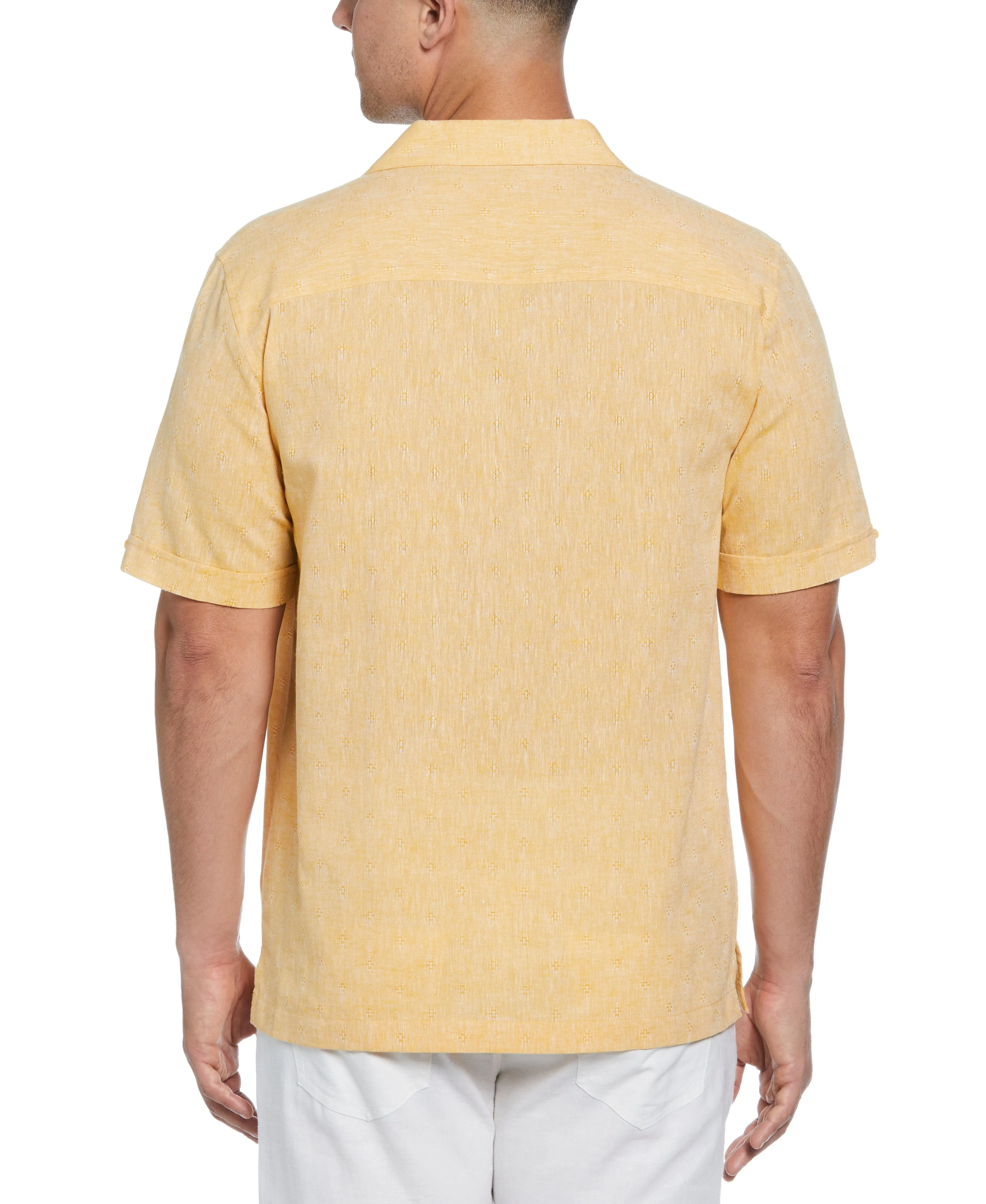 Linen Blend Diamond Dobby Print Shirt
