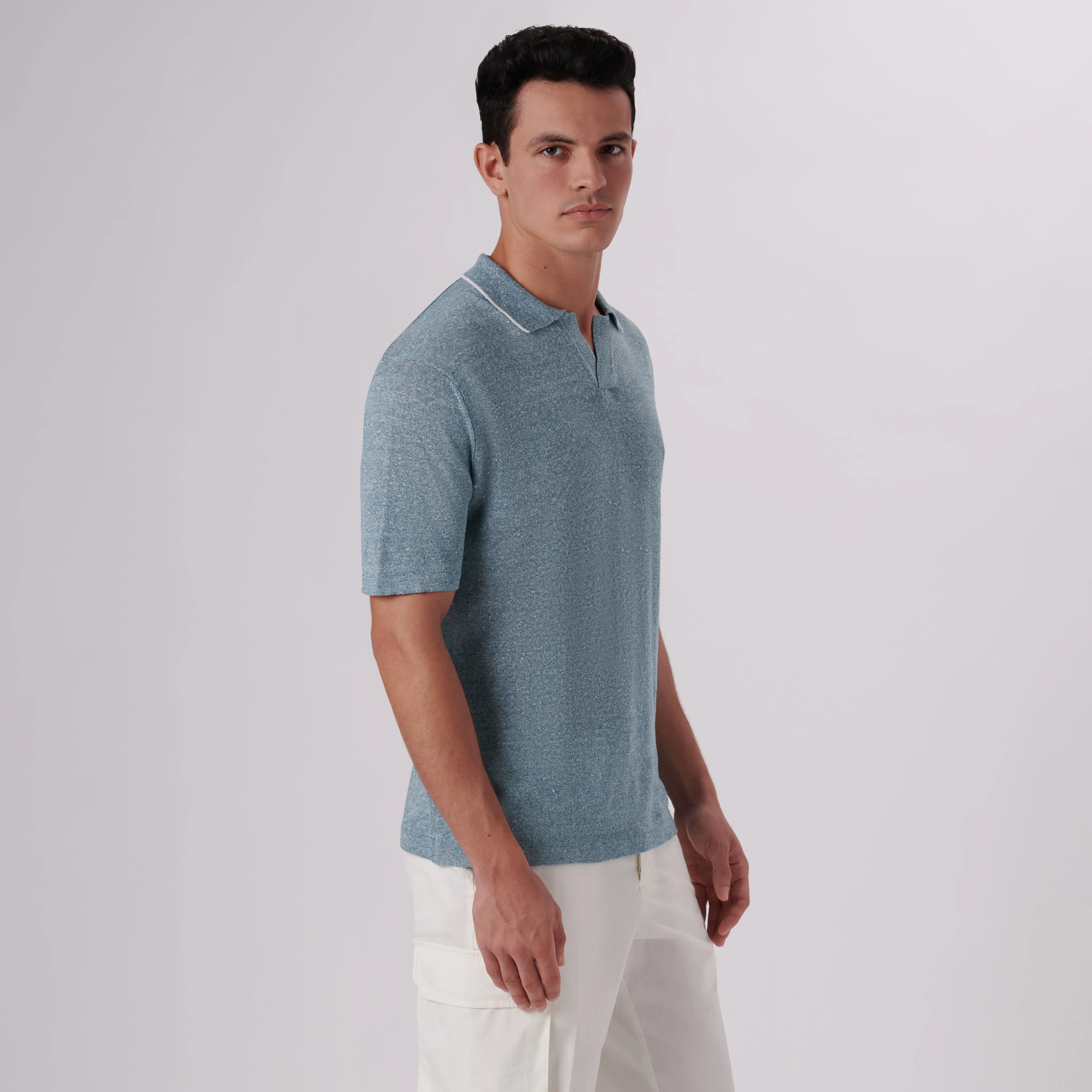 Melange Short Sleeve Riviera V-Neck Sweater
