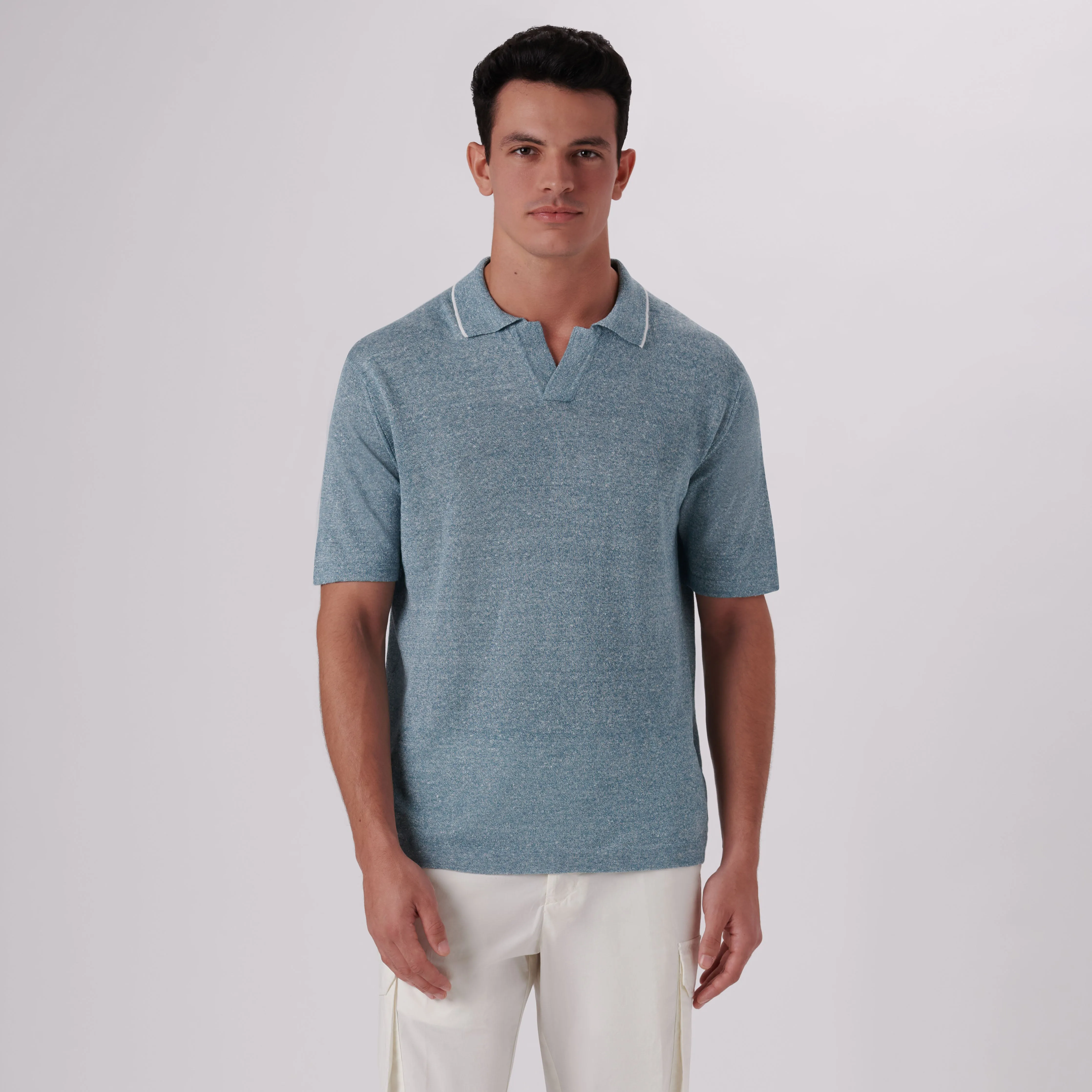 Melange Short Sleeve Riviera V-Neck Sweater