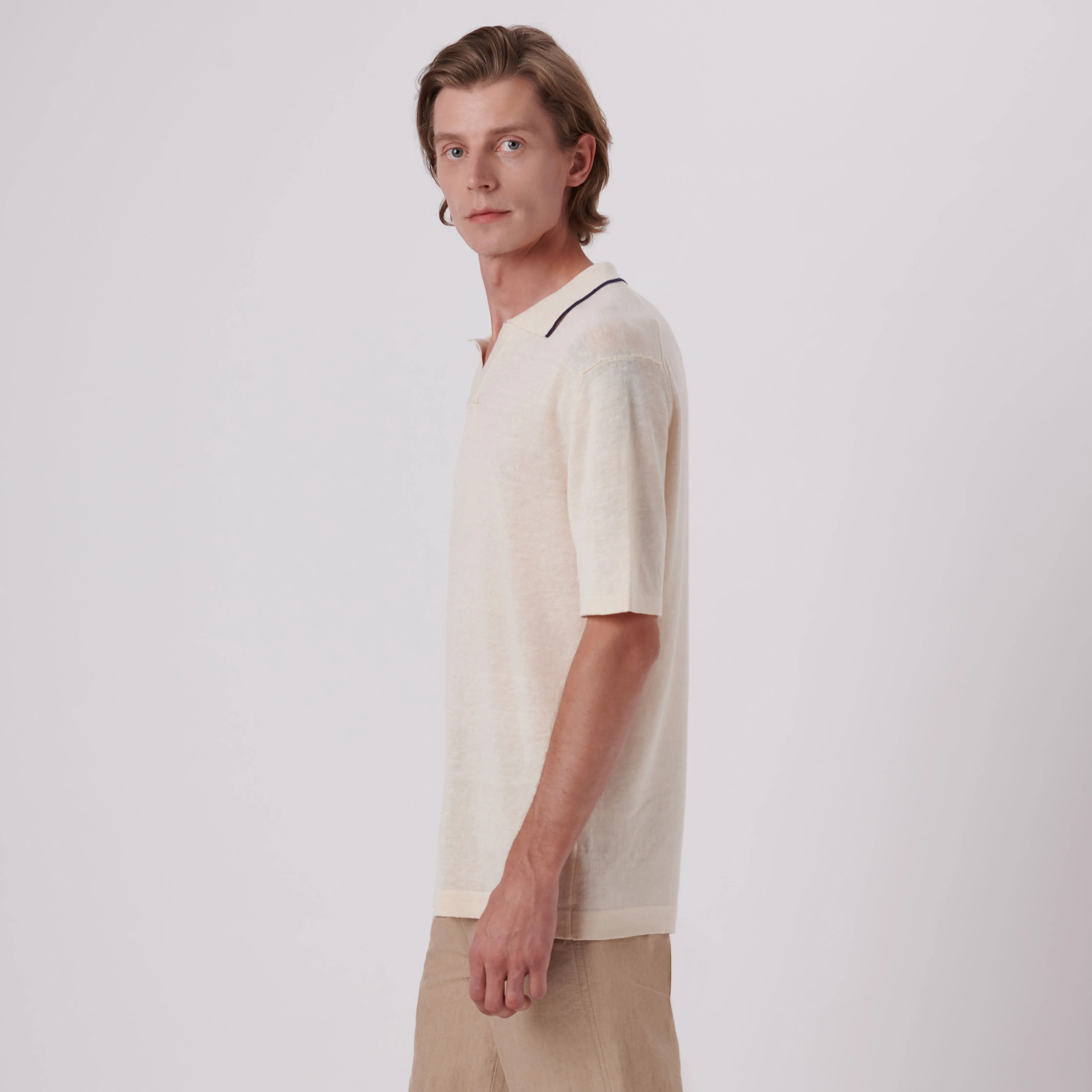Melange Short Sleeve Riviera V-Neck Sweater