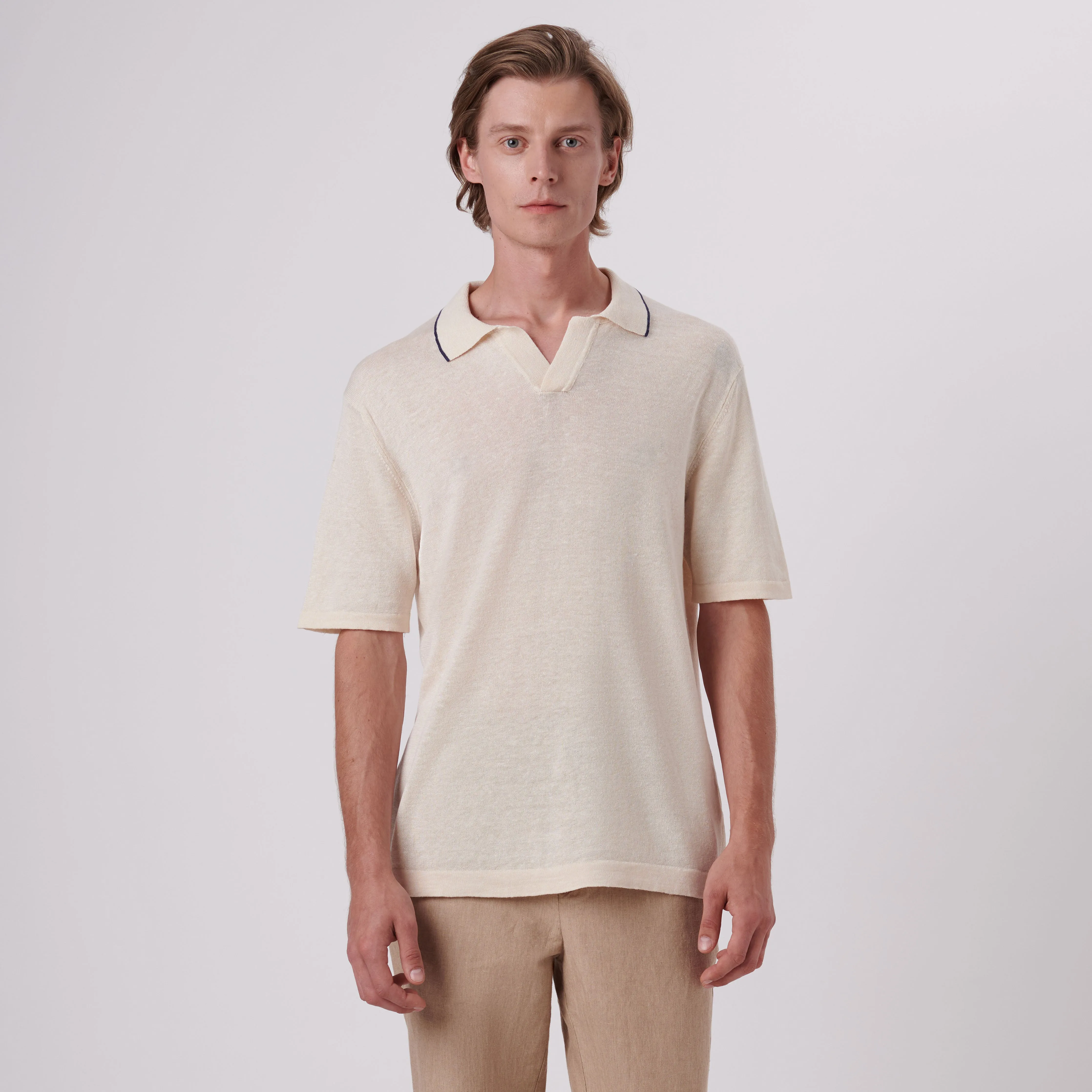 Melange Short Sleeve Riviera V-Neck Sweater
