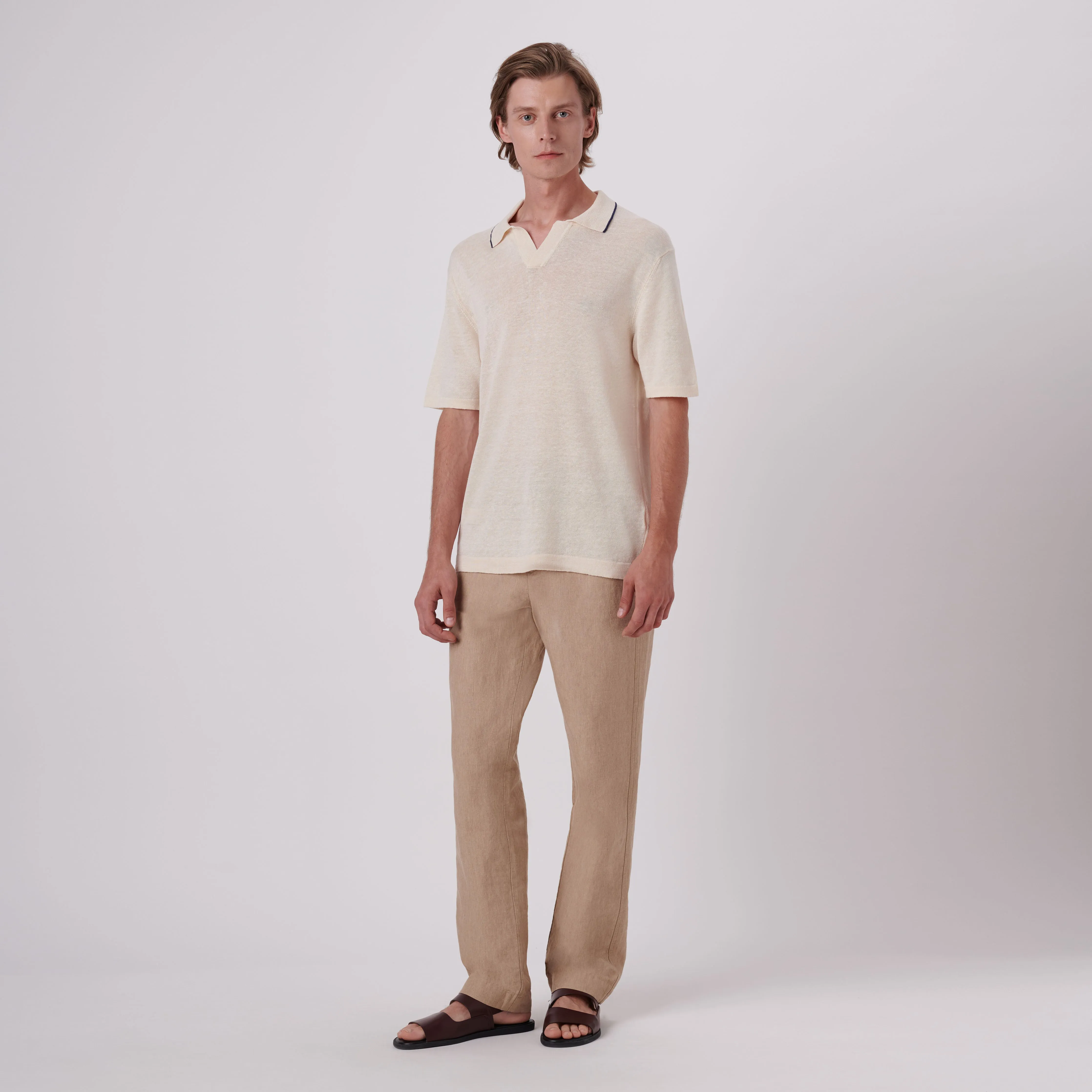 Melange Short Sleeve Riviera V-Neck Sweater