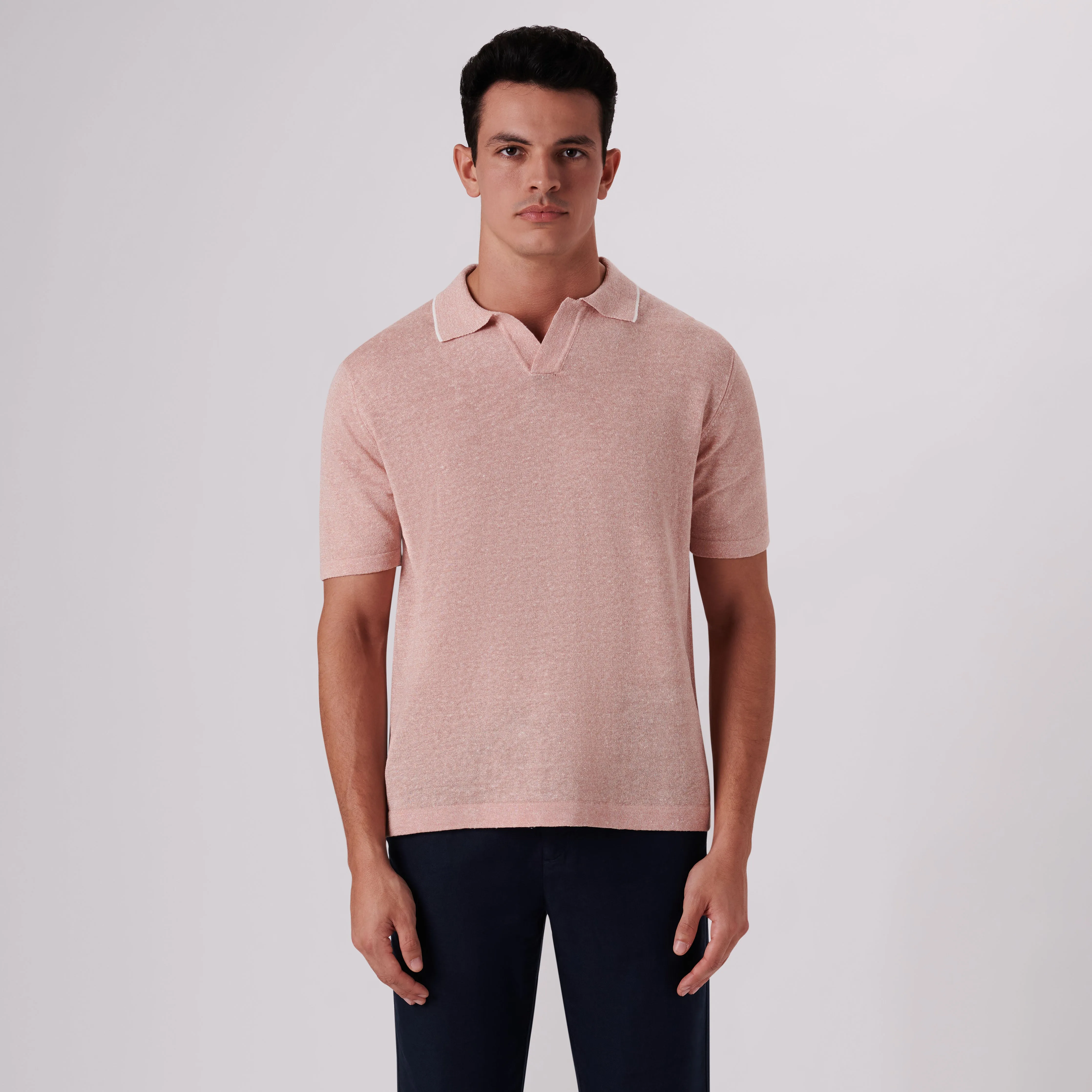 Melange Short Sleeve Riviera V-Neck Sweater