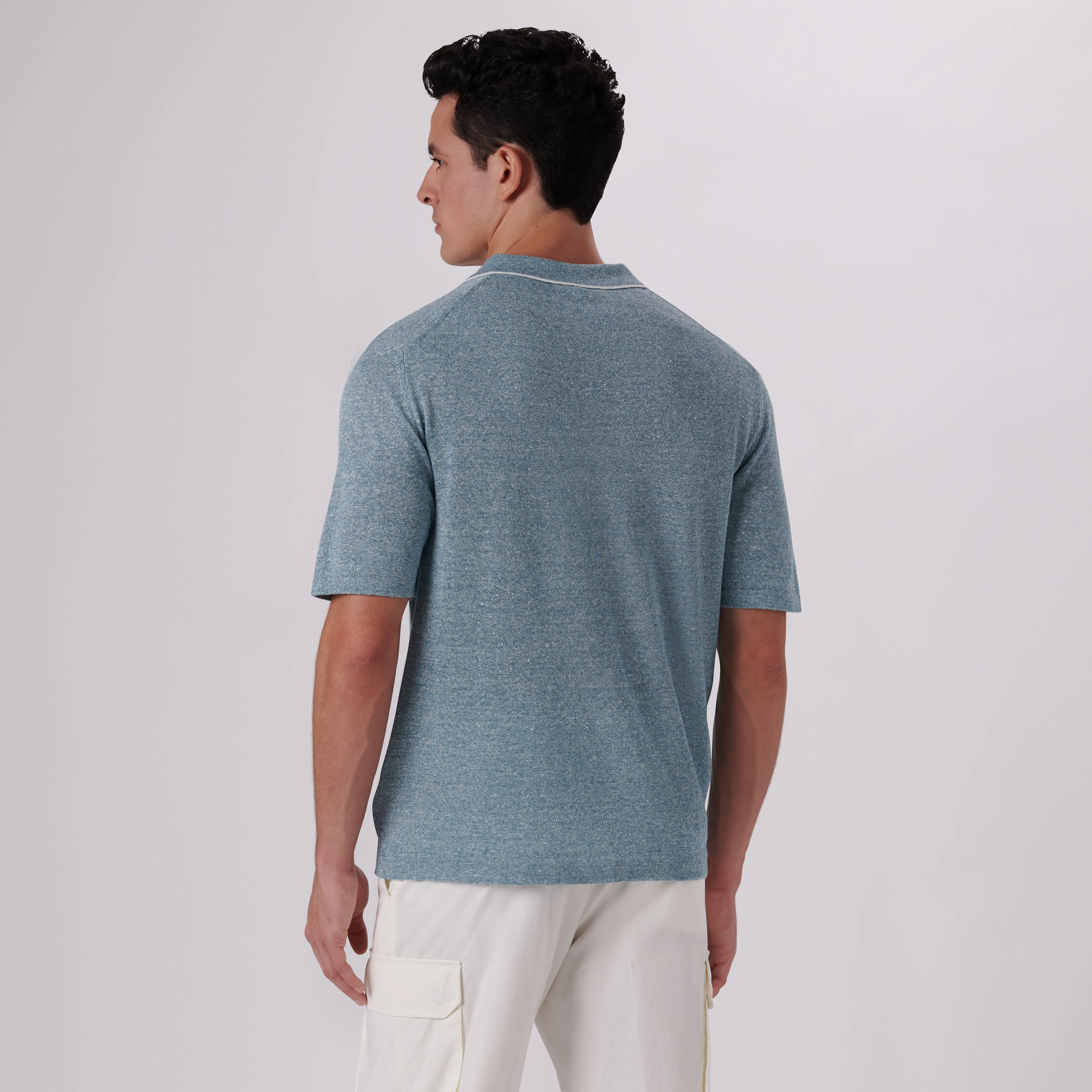 Melange Short Sleeve Riviera V-Neck Sweater