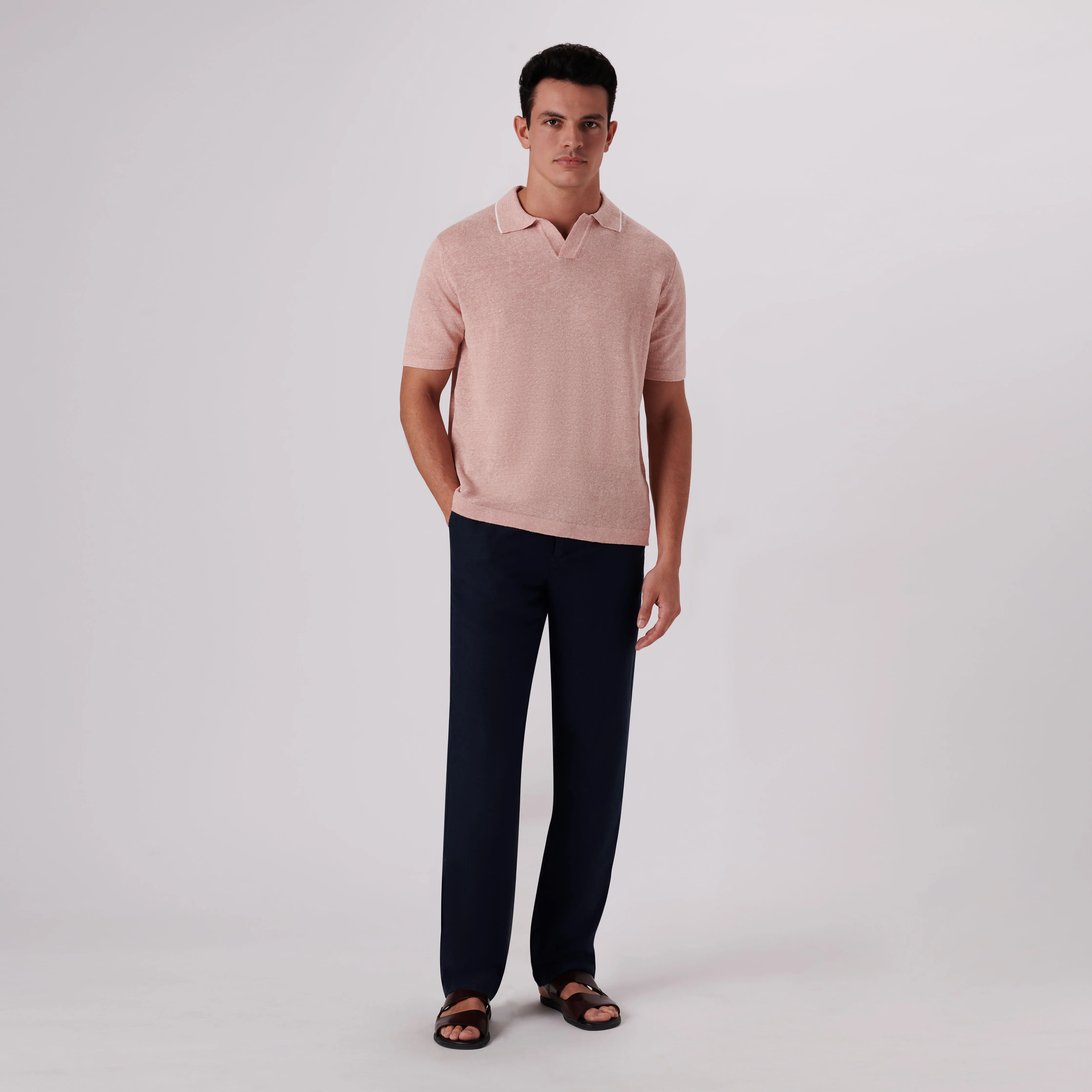 Melange Short Sleeve Riviera V-Neck Sweater