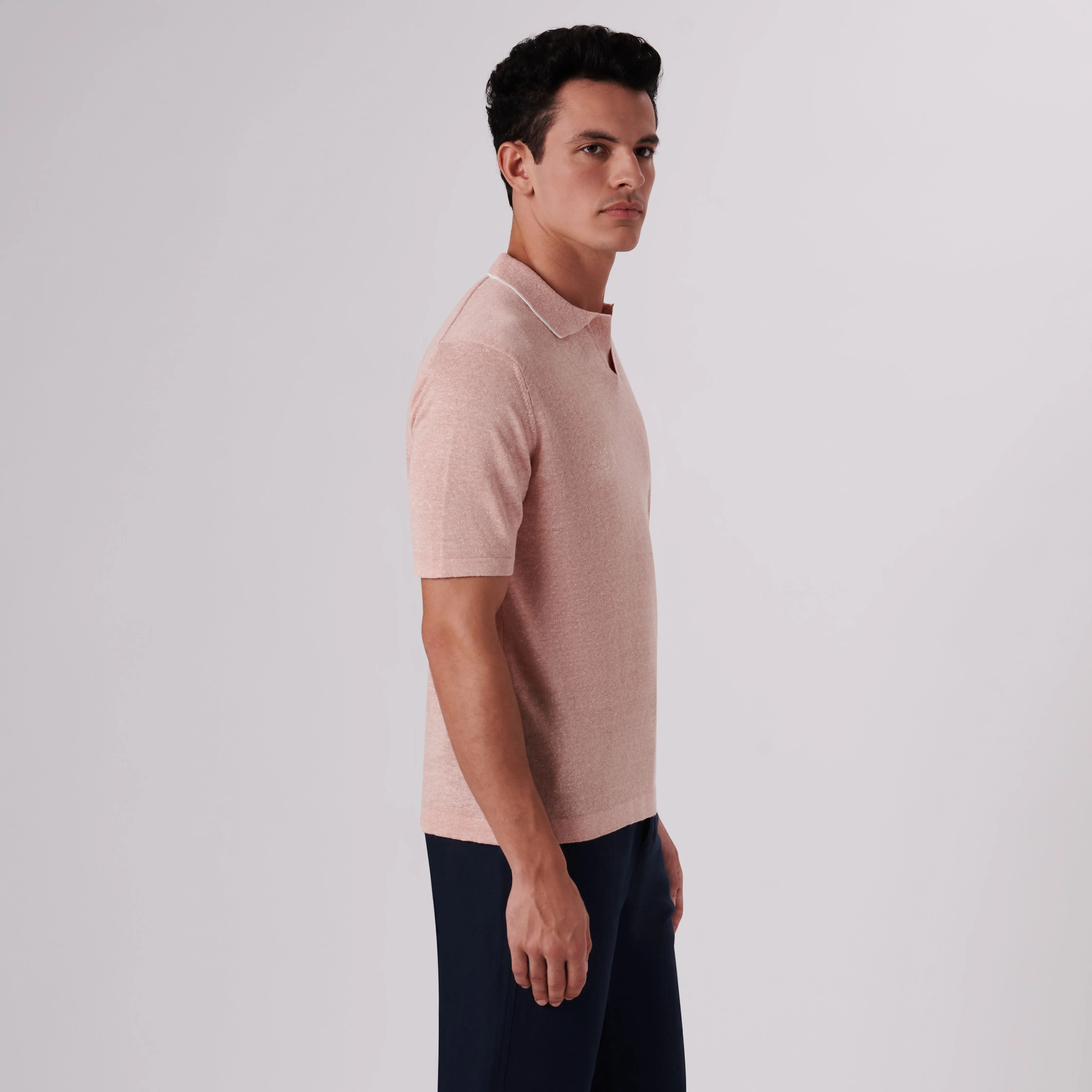Melange Short Sleeve Riviera V-Neck Sweater