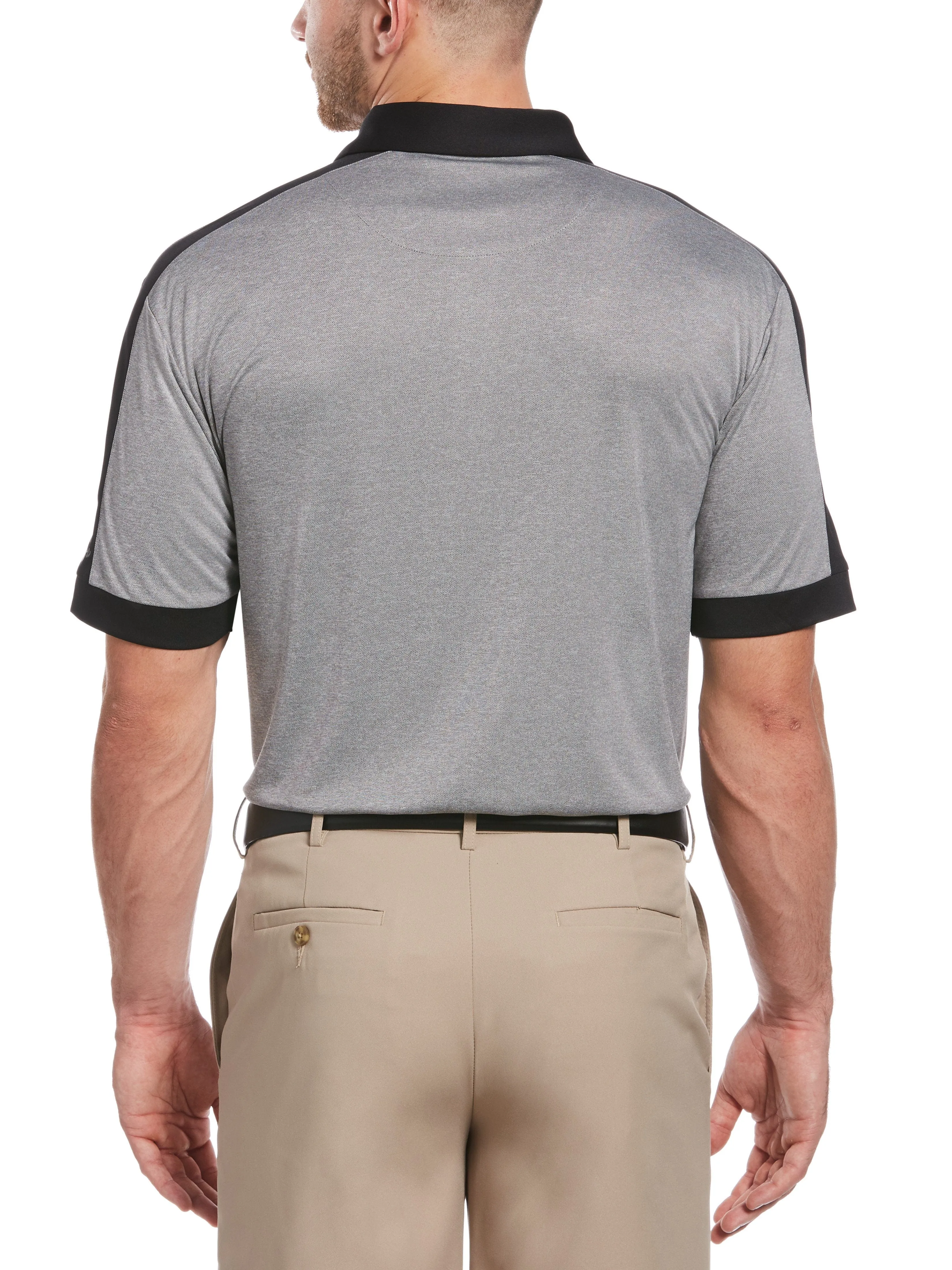 Mens Birdseye Color Block Polo