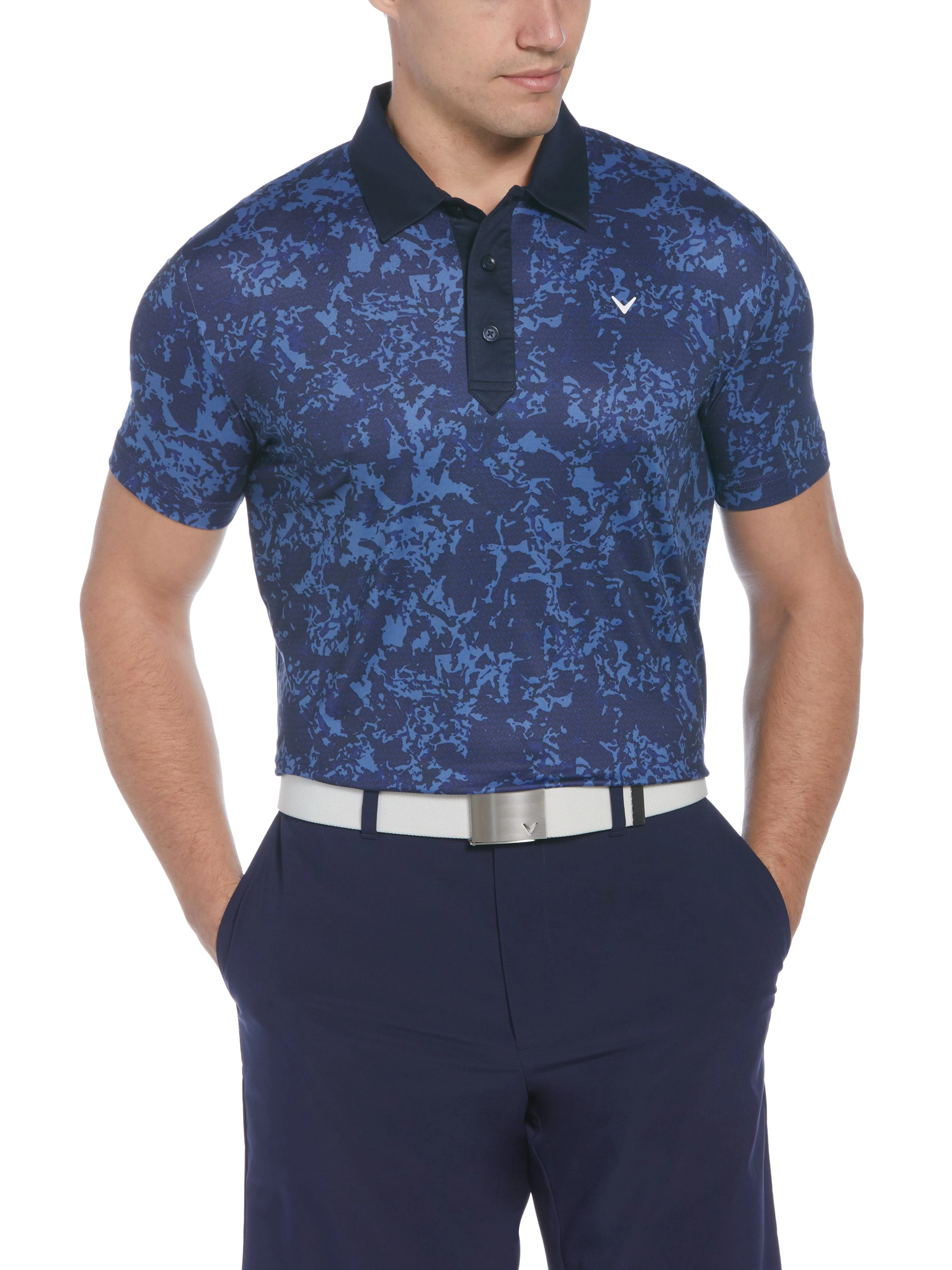 Mens Callaway X All-Over Abstract Camo Print Golf Polo