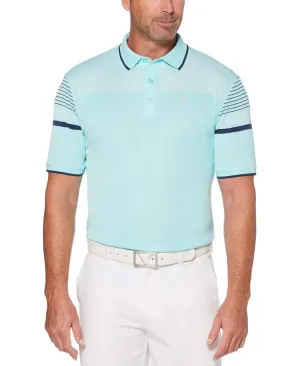 Mens Engineered Stripe Birdseye Polo
